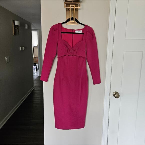 Elliatt Pink Orchid Scarlette Bodycon Long Sleeve Midi Dress NWOT Size X-Small - Picture 2 of 9